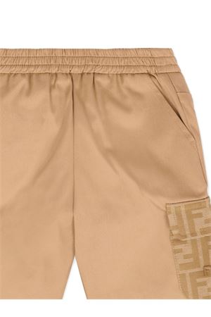pantalone in cotone beige FENDI KIDS | BMF261AS5YF0QU5